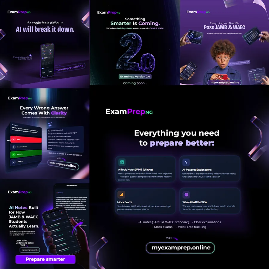 ExamPrep NG social media campaign flyers
